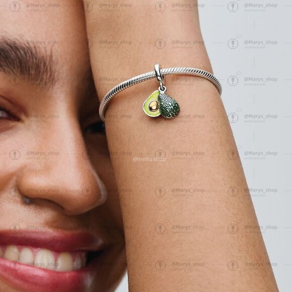 Pandora Avocado Double Dangle Charm|Pendant|Two-tone - Picture 2 of 2